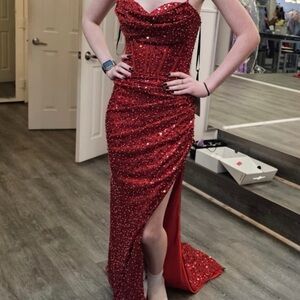 Dazzling Scarlet Strapless Prom Dress